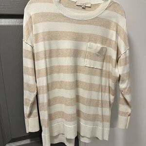 LOFT Cream and Tan Knit Sweater